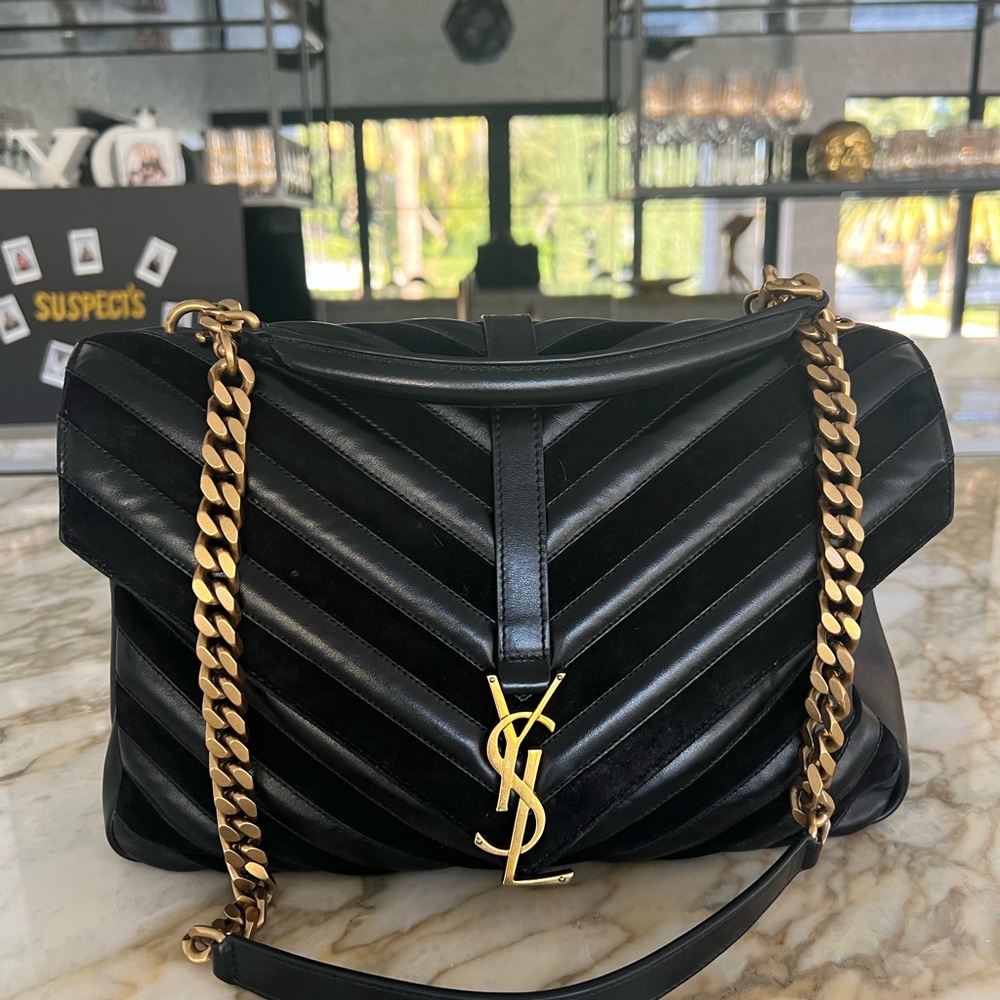 Saint Laurent college medium leather and suede handbag in excellent condition